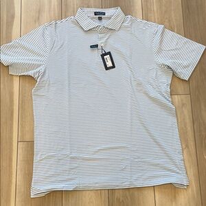 Peter Millar Blue and White Striped Polo
